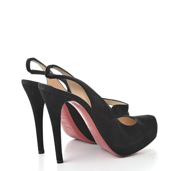 Christian Louboutin Rolande Boucle 120 Black Suede Slingback Heels Pumps Size 36 - Picture 3 of 6